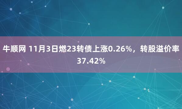 牛顺网 11月3日燃23转债上涨0.26%，转股溢价率37.42%