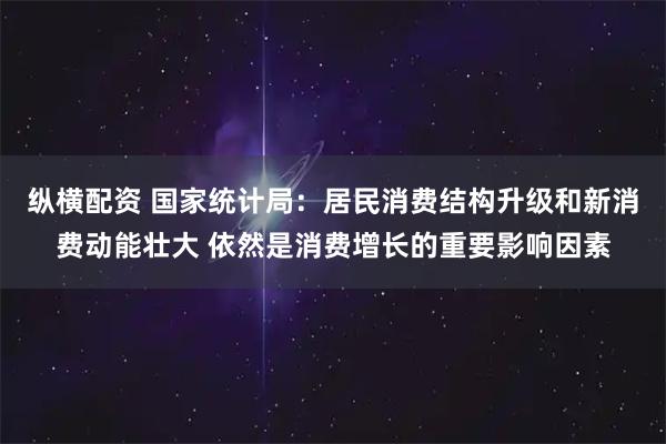 纵横配资 国家统计局：居民消费结构升级和新消费动能壮大 依然是消费增长的重要影响因素